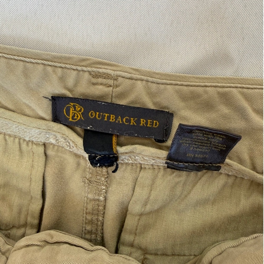 Outback Red Womens Cropped Khaki Chino Pants 32 Tan Casual Stretch Capris - Picture 3 of 6